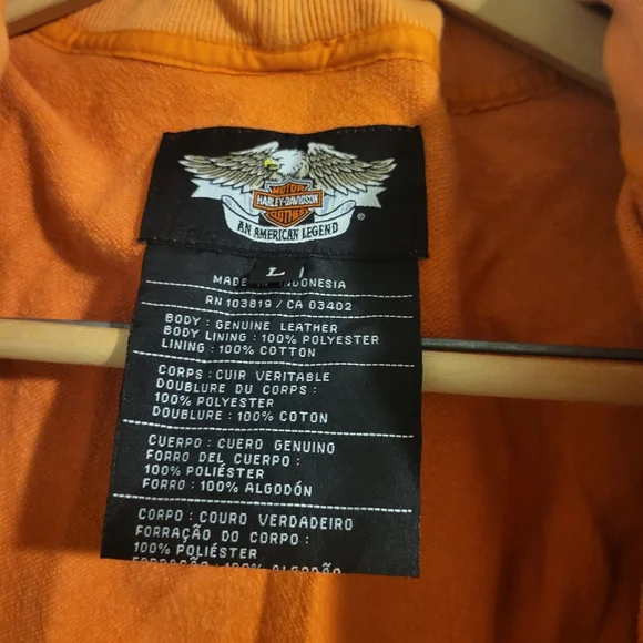 Harley Davidson Jacket and Chaps Set Orange Embroidery Large - Picture 4 of 16
